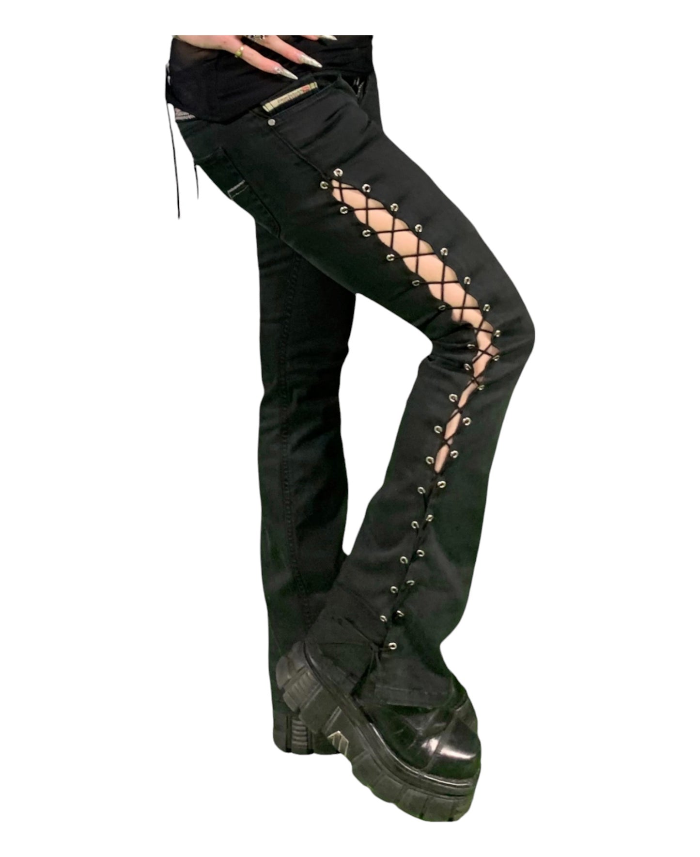 Lace up jeans