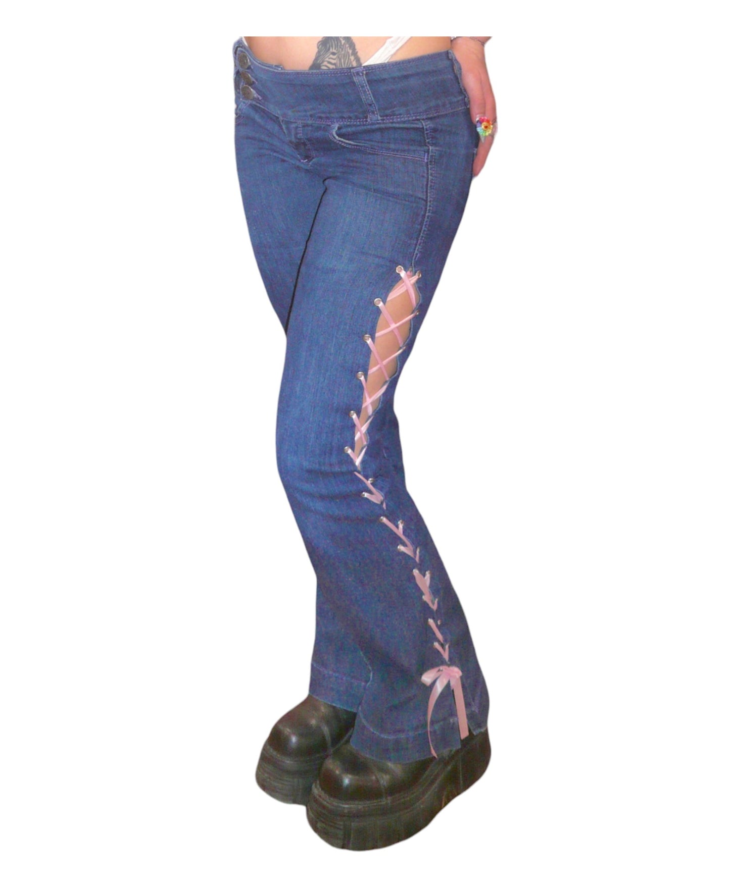 Lace up jeans