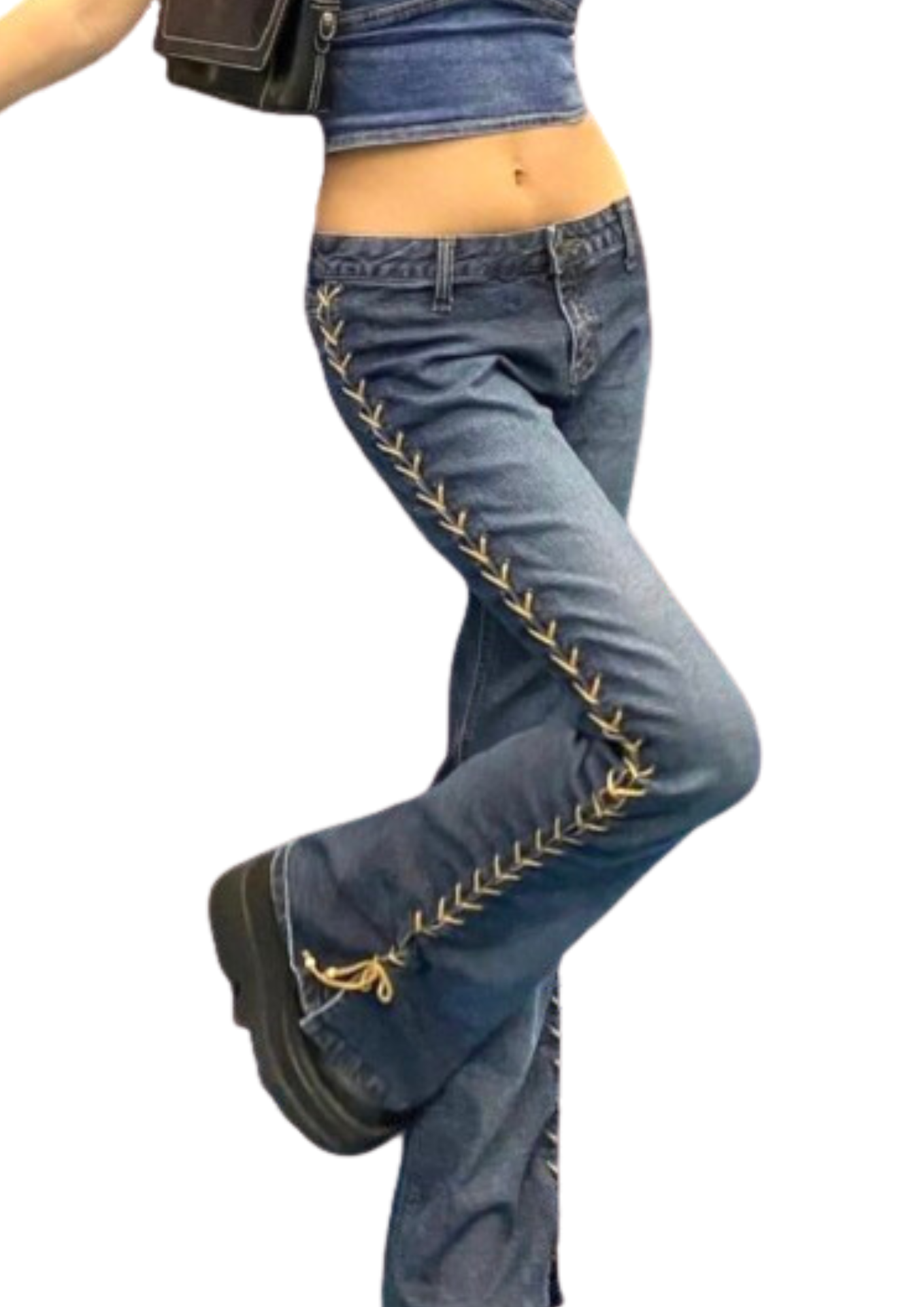 Lace up jeans