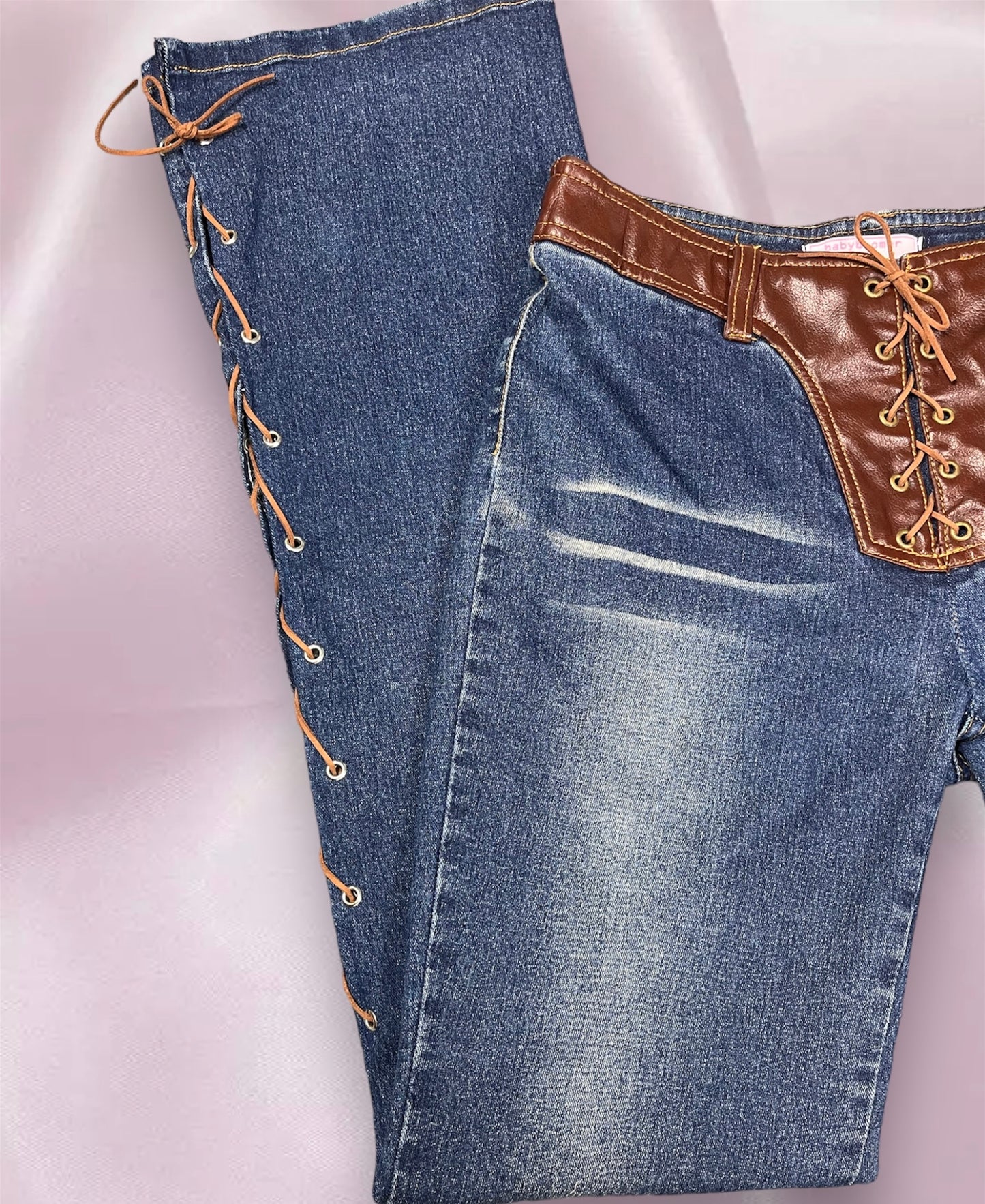 Leather lace up jean 💙